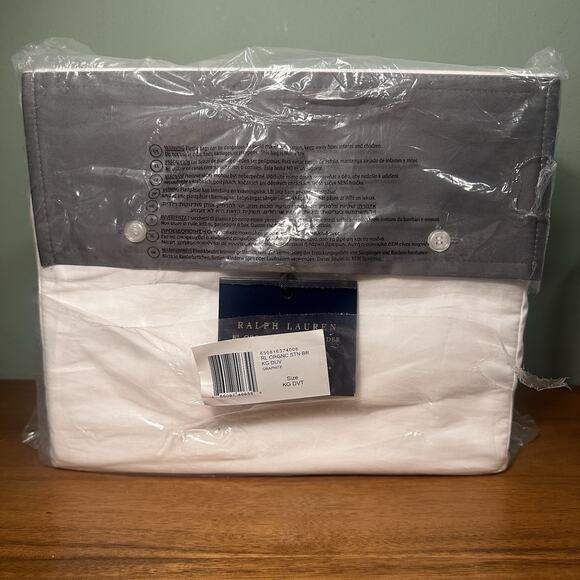 Ralph Lauren RL Organic Sateen Border King Duvet Cover $470 Graphite NWT - Picture 5 of 8